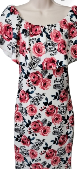 Almost Famous Size S floral off shoulder dress Valentines - Picture 1 of 6